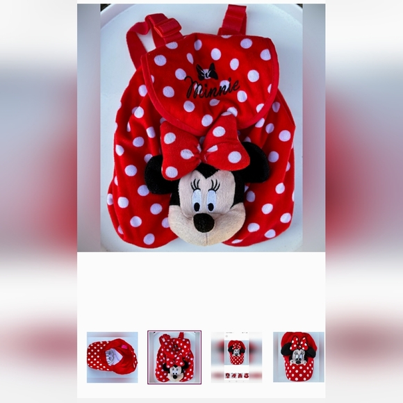 Combo Children's Minnie Backpack and hat. Red with white polka dots FF1 - Picture 10 of 10